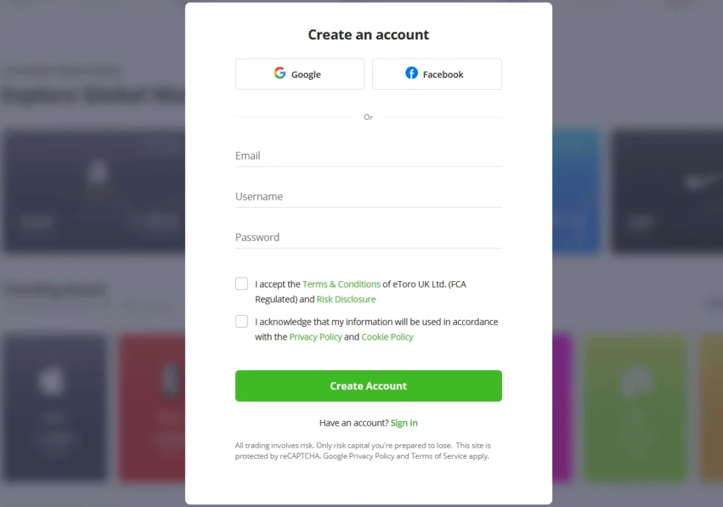 etoro signup page