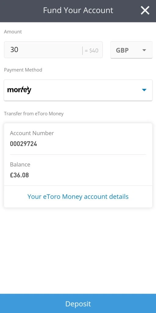 how to make a deposit on etoro